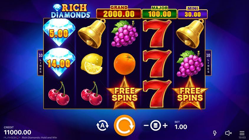 rich diamonds hold and win slots symbols